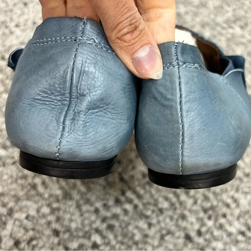 Bueno Turkey soft blue leather molded detail slip on shoes slides EU 40 US 9-9.5 - Picture 12 of 13